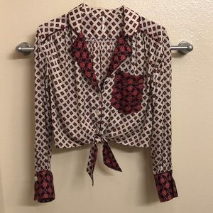 Free People printed crop blouse
